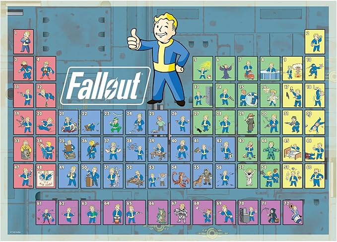 Fallout Periodic Table of Vault Boy 1000-Piece Jigsaw Puzzle for Adults | 28 x 20 Inches
