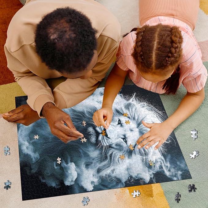 Mystery Lion Puzzles 1000 Pieces for Adults, Animal Challenging Jigsaw Puzzles, Difficult Nature Wild Animals Art Puzzle as Home Wall Art