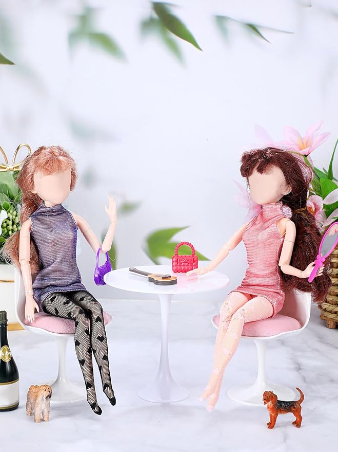 6 Pieces Doll Tights 12 Inch Handmade Doll Lace Stockings Female Long Sock Legging Casual Accessories for DIY Gifts(Plain Style)
