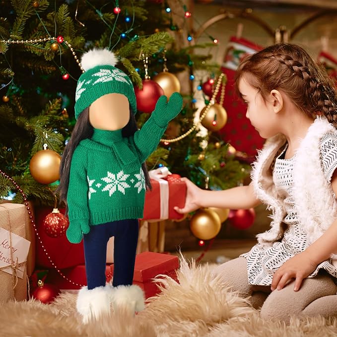 Bencailor 6 Pcs 18 Inch Christmas Doll Clothes and Accessories Winter Outfits Set Sweaters Trousers Hats Shoes Gloves for 18 Inch Doll Gifts(Green White)