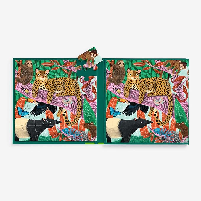 Mudpuppy Jungle & Safari - Tri Fold Magnetic Puzzles Featuring Two 20 Piece Jungle and Safari Themed Artwork