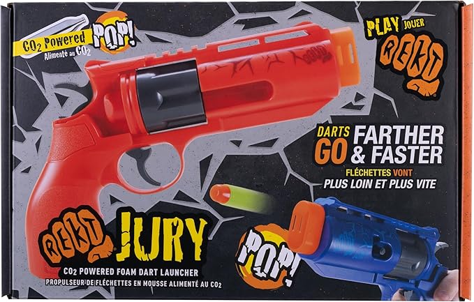 Rekt Jury Revolver CO2-Powered Foam Dart Blaster Pistol Gun, Red