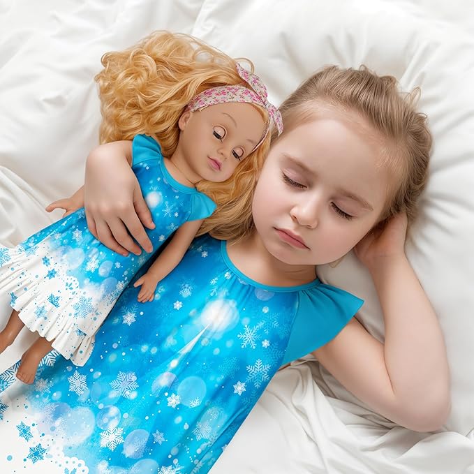 LQSZ Doll and Girl Matching Nightgown Outfit Pajamas Nightie Nightgown for Girls and Dolls Clothes