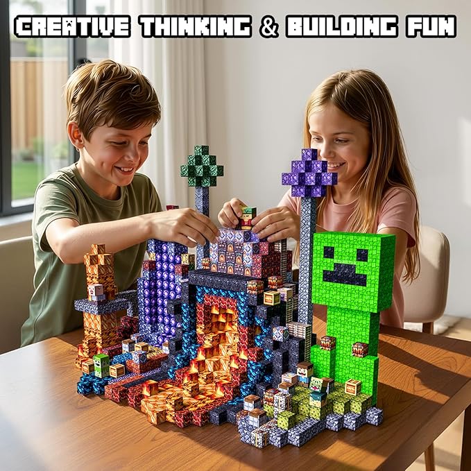 Magnetic Building Blocks, STEM Toys Educational Magnet Cubes for Kids Ages 4-12 (Lava Portal-300pcs)