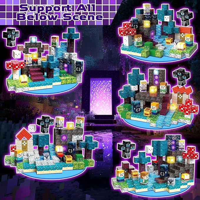 200PCS Magnetic Blocks with Light Up Blocks - Magnetic Building Blocks, Magnetic Cubes STEM Sensory Learning Toys for Kids, Birthday Gifts for Boys and Girls Ages 3+