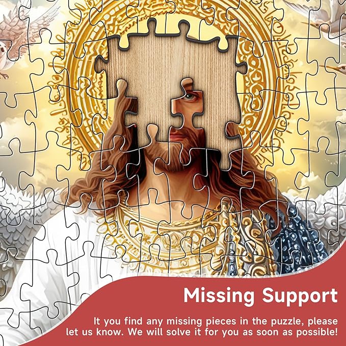 Divine Angel Jesus 1000 Piece Jigsaw Puzzle for Adults - Inspirational Christian Scene with Wings & Flowers, Poster & Lettered Back, 22.8" Square HD Quality, Unique Gift for Believers