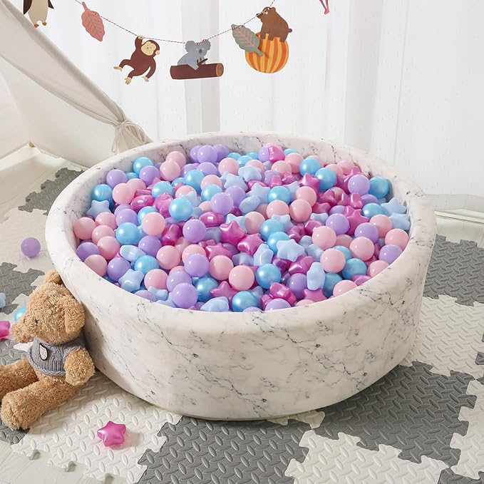 Star Ball Pit Balls for Toddlers - Phthalate Free BPA Free Non-Toxic Crush Proof Play Plastic Balls for Ball Pit Indoor Outdoor,Soft Plastic Pool Balls for Kids Birthday Party.