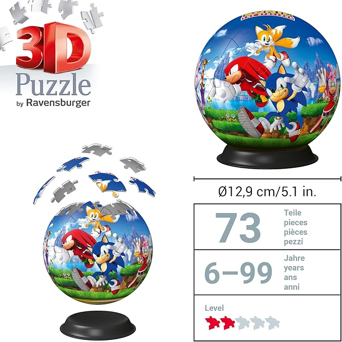 Ravensburger Sonic The Hedgehog 3D Jigsaw Puzzle Ball for Adults and Kids - 11592 - Great Gift for Any Birthday, Holiday, or Special Occasion
