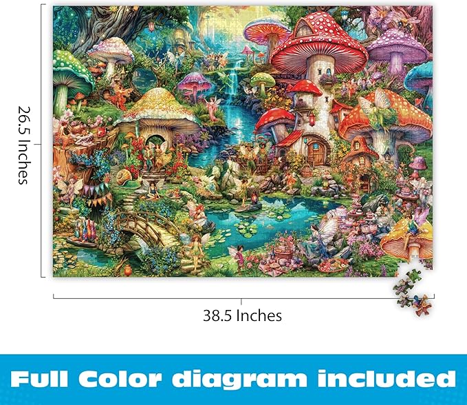 Buffalo Games - Merry Mushroom Village Picnic by Aimee Stewart 2000 Piece Jigsaw Puzzle for Adults with Full Color Poster
