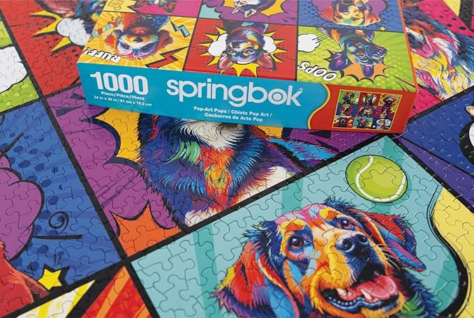 Springbok Pop Art Pups 1000 Piece Jigsaw Puzzle for Adults - Funny Dog Puzzle - Unique Cut Pieces - Made in USA