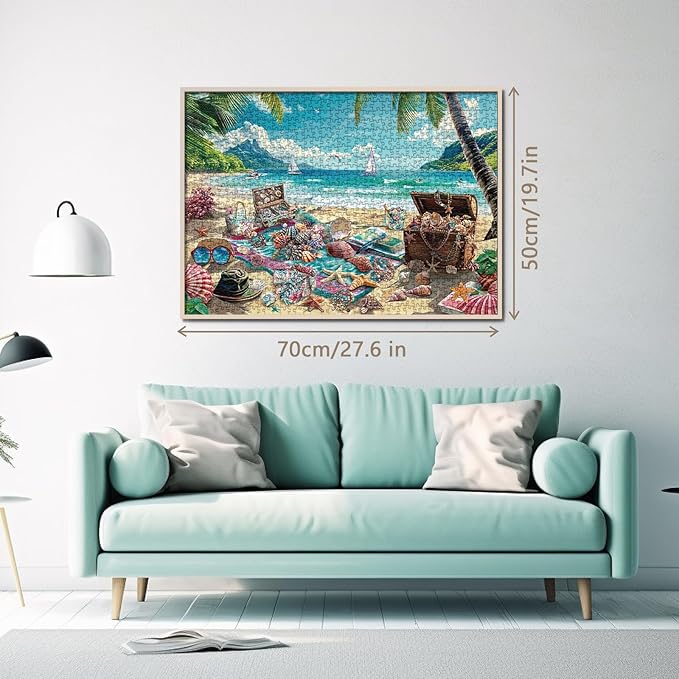 Summer Beach Seashell Puzzle Collection for Adults 1000 Piece, Hawaii Nature Scenery Jigsaw Puzzle Sea, Colorful Ocean Camping Puzzle