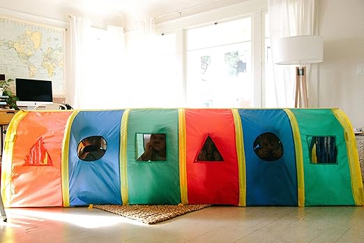 Pacific Play Tents 95200 Kids Super Sensory 9-Foot D Style Institutional Crawl Play Tunnel, 9' x 30" x 30", Multicolored