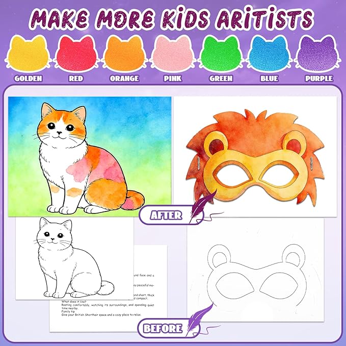 Paint with Water Coloring Books for Kids, Mess Free Watercolor Painting Kit with Animal Mask, Painting Activity for Kids Ages 3-5 4-8, Arts Crafts Drawing Gift Toy for Boy Girl