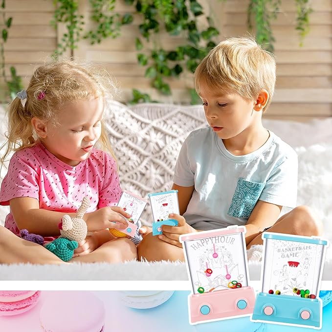 Gejoy 4 Pieces Water Games Handheld Easter Basket Stuffers for Kid Water Ring Toss Handheld Game Mini Retro Pastime Car Toys Fidget Autism Toys for Easter Children Boys Girls Birthday(Lively Style)