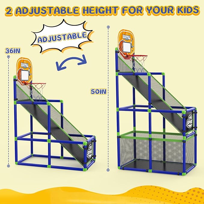 EagleStone Arcade Basketball Hoop Game Indoor, Ajustable Height Indoor Basketball Hoop with 4 Balls Storage Design for Kids,Perfect Sports Outdoor Play Toys for Kids Age 3 to 6 Years
