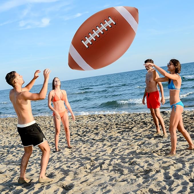 Lewtemi Giant Inflatable Sports Balls Large Inflatable Beach Ball Baseballs Soccer Rainbow Basketball Football for Sport Birthday Party Favor(2 Pcs,Soccer, Football,27 Inch)