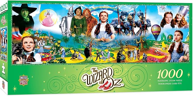 MasterPieces 1000 Piece Wizard of Oz Puzzle Panoramic Jigsaw, Officially Licensed Classic Movie Artwork, Emerald City Scene, Premium Random Cut Pieces, Matte Finish, 13 x 39 Display, Collectible