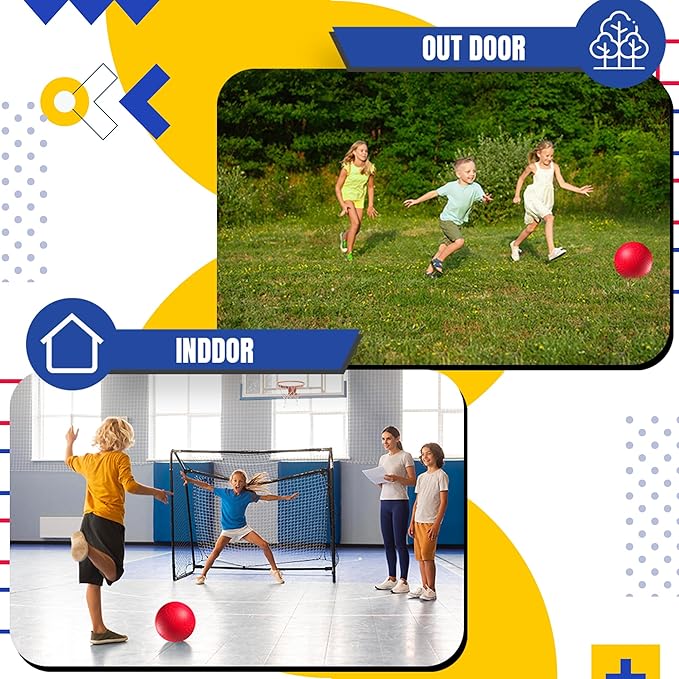 Playground Ball - 8.5 Inch (1-Pack) Red Rubber Bouncy Inflatable Balls, w/Air Pump, for Kids & Adults, Indoor & Outdoor Games, Kickballs, Dodgeball, Four Square, Handball and More