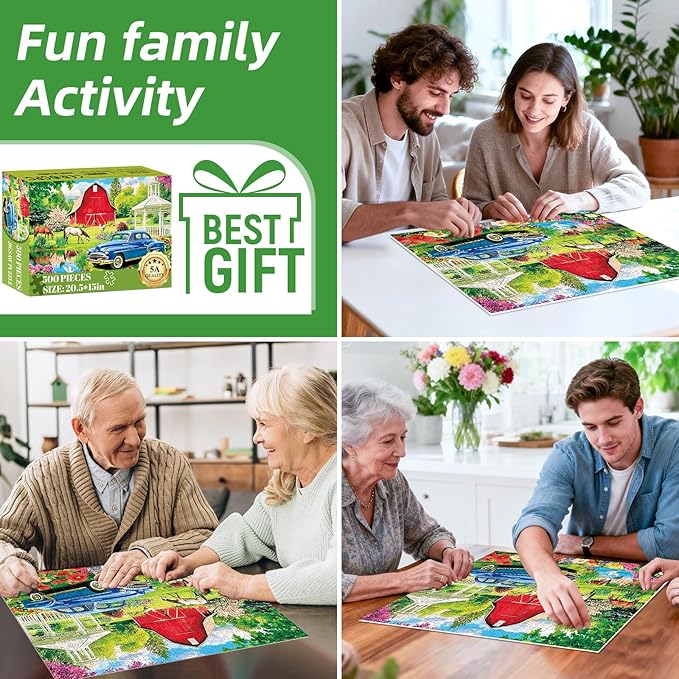 Puzzles for Adults 500 Pieces,Charming Lakeside Church Puzzle for Adults,Beautiful Flower & Parrot Jigsaw Puzzles for Seniors,Puzzles for Family Game Nights & Holiday Party Gifts,20.5x15 in