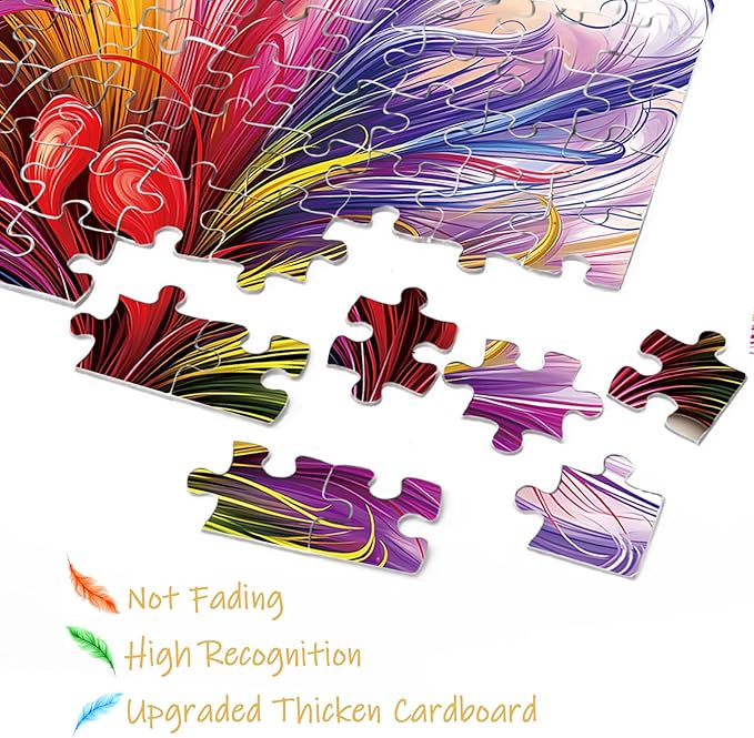 Funny Bird Puzzle for Adults 1000 Pieces, Colorful Chicken Jigsaw Puzzle, Cute Animal Rainbow Puzzle