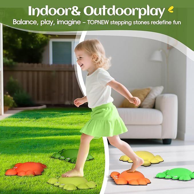 TOPNEW Stepping Stones for Kids, Non-Slip Balance Stepping Stones for Promoting Children's Coordination Skills, Toddler Stepping Stones Obstacle Course for Kids Age 3 4 5 6 7+