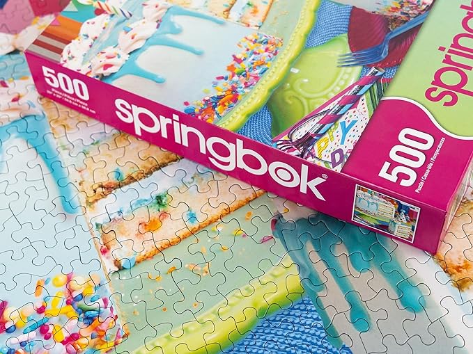 Springbok Birthday Cake 500 Piece Jigsaw Puzzle for Adults and Family Unique Cut Pieces - Made in USA