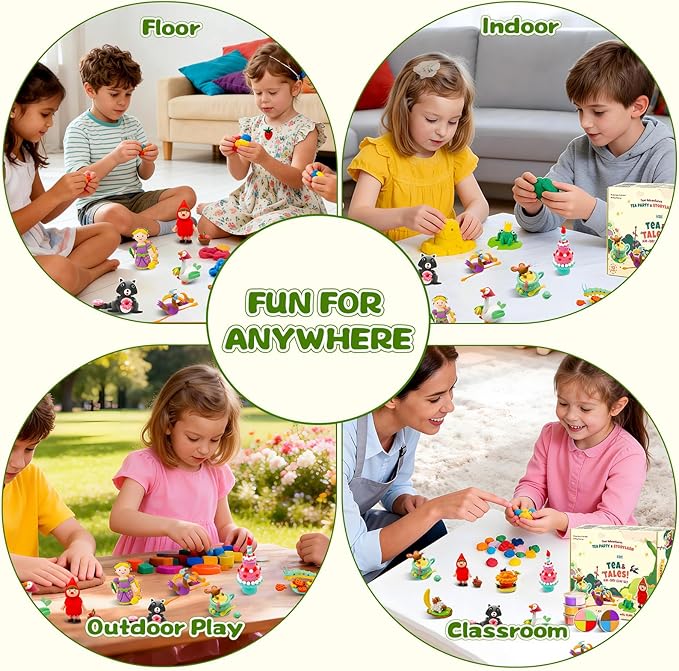 Air Dry Clay Kit for Kids Clay Craft Kits Tale Theme Story Figures 12Box Modeling Clay Set w/Tool&Tutorials,Ultra Soft Non-Sticky Bulk Craft Supplies for Classroom,Birthday,Party,Back to School Gifts