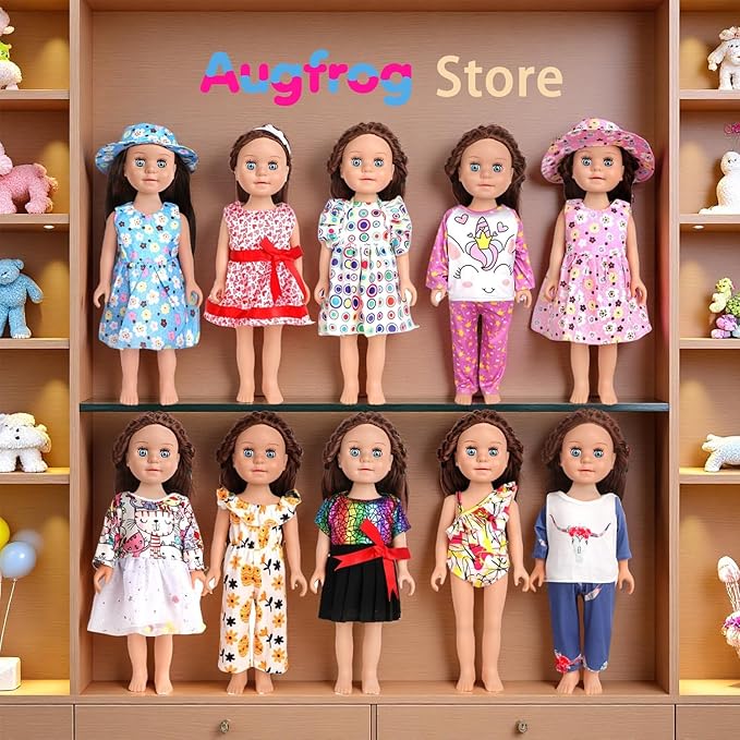 10 Sets of 18 Inch American Doll Clothes, Including 10 of Doll Clothing Dress Outfits for American Dolls, Birthday Gifts for Kids