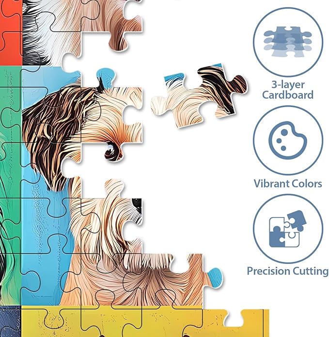 500 Pieces Puzzle for Adults - Charming Dogs Puzzle for Adults - Recycled Paper Jigsaw Puzzle 500 Pieces - Fun and Challenging Family Game Great Gift Idea, Finished Size is 20.5 * 15in