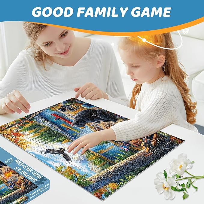 500 Piece Puzzles for Adults,Mother Bear Eagle Large Piece Jigsaw Puzzle for Adults Seniors,Recycled Cardboard Puzzle 500 Piece,Family Activity Great Gift for Family Friends 20.5 * 15 in