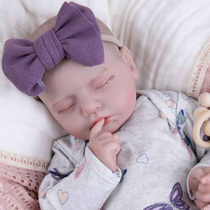 EKOKIZ Reborn Baby Dolls 20 Inch Realistic - Weighted Body Newborn Baby Doll, Life-Like Skin Detail Soft Vinyl Cloth Body, Collectible Real Life Sleeping Doll with Gift Set for Kids 3+