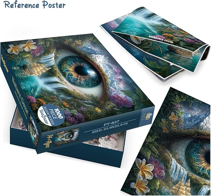 Colorful Nature Eye Puzzles for Adults 1000 Pieces Art, Fun Flower Plant Tree Landscape Jigsaw Puzzles, Beautiful Lake Sailboat Scenic Puzzle