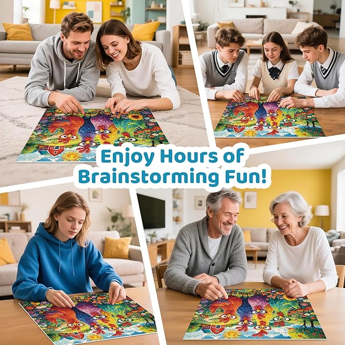 Puzzles for Adults 500 Pieces,Colorful Chicken Puzzle for Adults,Garden Farm Flower Animal Rooster Themed Jigsaw Puzzle for Seniors,Patchwork Art Challenge Puzzle & Holiday Party Gifts,20.5x15 in