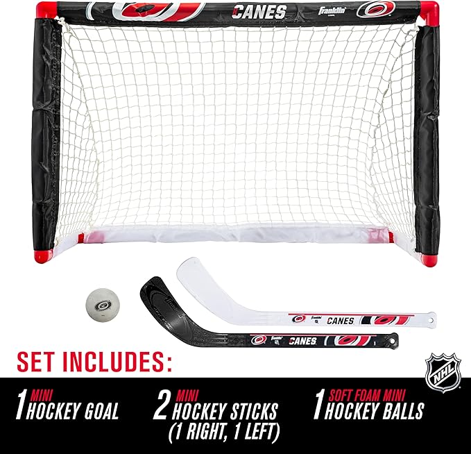 Franklin Sports NHL Mini Hockey Set - Kids Indoor Knee Hockey Goal, Ball, + 2 Stick Combo - Youth Team Indoor Toy Set - Official - Ages 3+