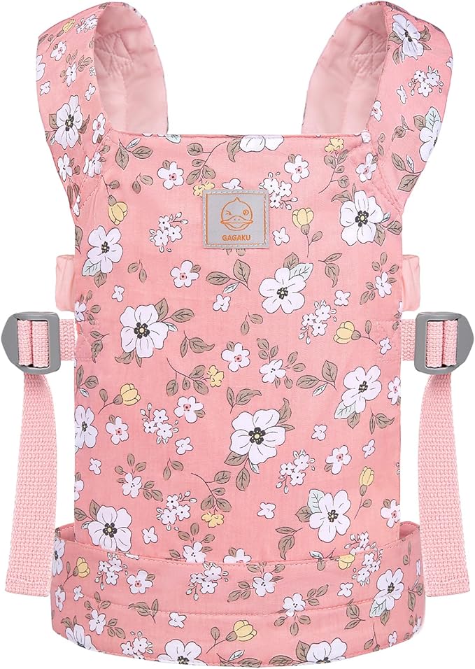 GAGAKU Baby Doll Carrier, Doll Carrier for Little Girls, Toy Baby Carrier for Dolls Kids, Baby Doll Carrier for Toddlers, Reborn Baby Doll Accessories - Pink - Anemone Flowers