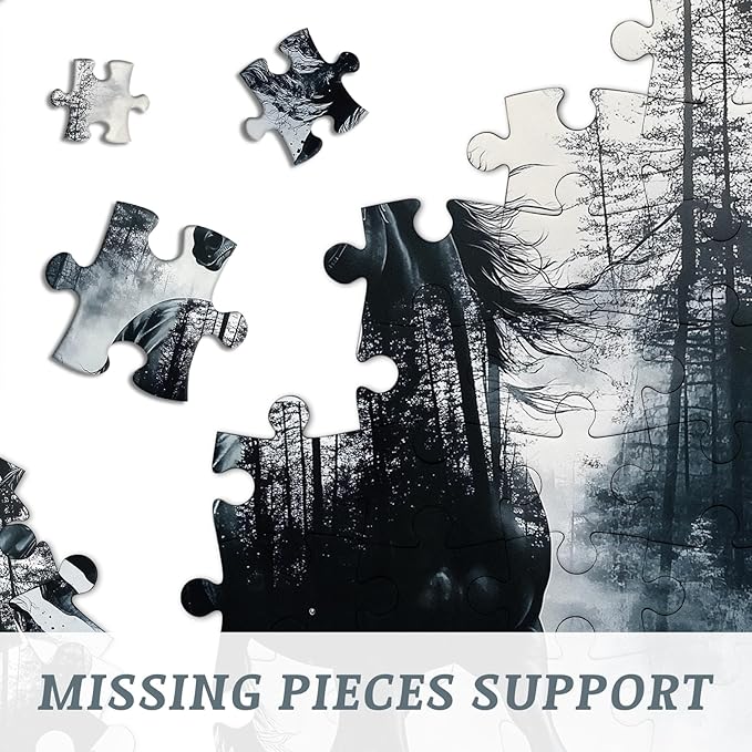 PICKFORU Vintage Horse Puzzles for Adults 1000 Pieces, Retro Watercolor Nature Animal Jigsaw Puzzles, Impossible Ink Painting Tree Adult Puzzle