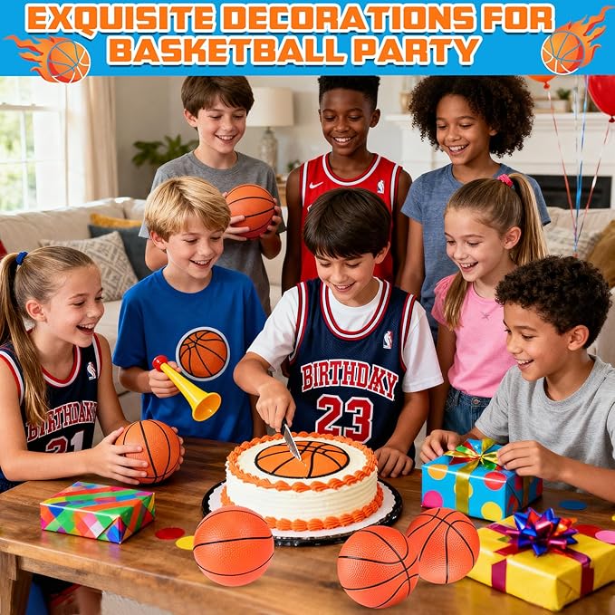 Hymaz 12 Pack 4 Inch Mini Basketball Ball, Small Basketballs Set with Pump for Toddlers Kids Basketball Gifts, Inflatable Ball for Basketballs Hoop Beach Pool Sports Arcade Games Party Favor