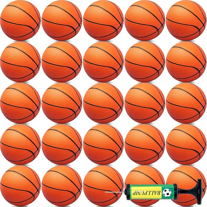40Pcs 5" Inch Mini Basketball Balls Bulk Small Basketball Set with Pump, PVC Small Basketballs for Over The Door Hoop Games Party Favors Indoor Outdoor Play Adults Kids Pool Beach