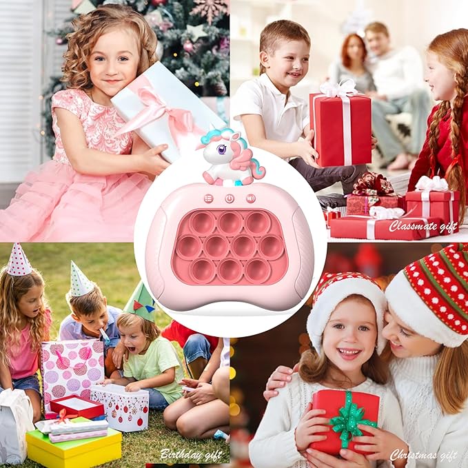 Unicorn Pop Push Game Toy ,Unicorn Quick Fast Push Puzzle Handheld Game Light up Fidget Toy,Funny Pop Bubble Sensory Toys,Unicorn Birthday Gifts for Kids Ages 3-12 with Autism