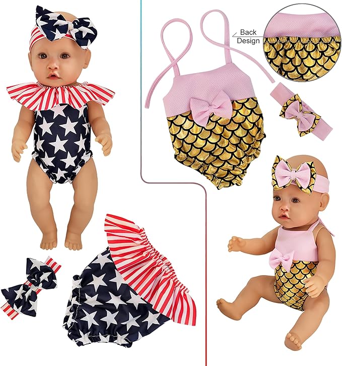Windolls 10 Sets 14-16 Inch Baby Doll Clothes Dress Outfits Headbands Accessories fits New Born 15 inch Baby Doll