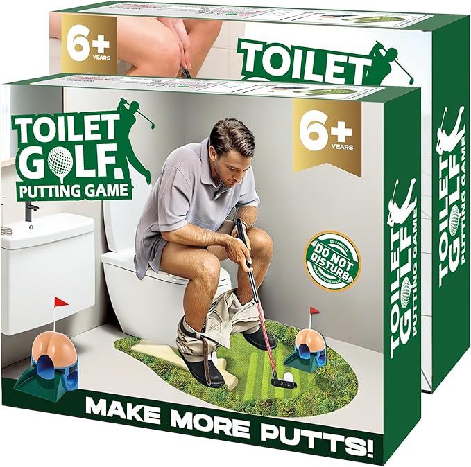 Toilet Golf Game Prank Box, 2 PCS Empty Gag Gift Pack, Wrap The Actual Gifts with a Fake Box, Funny White Elephant Gifts for Golfer, Husband, Dad, Brother and Boyfriend (Pack of 2)