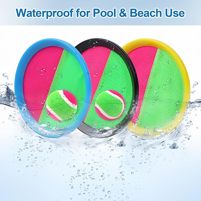 Aneco Toss and Catch Paddle Game Set Disc Paddles and Toss Ball Sport Game with Storage Bag, 6 Paddles and 6 Balls