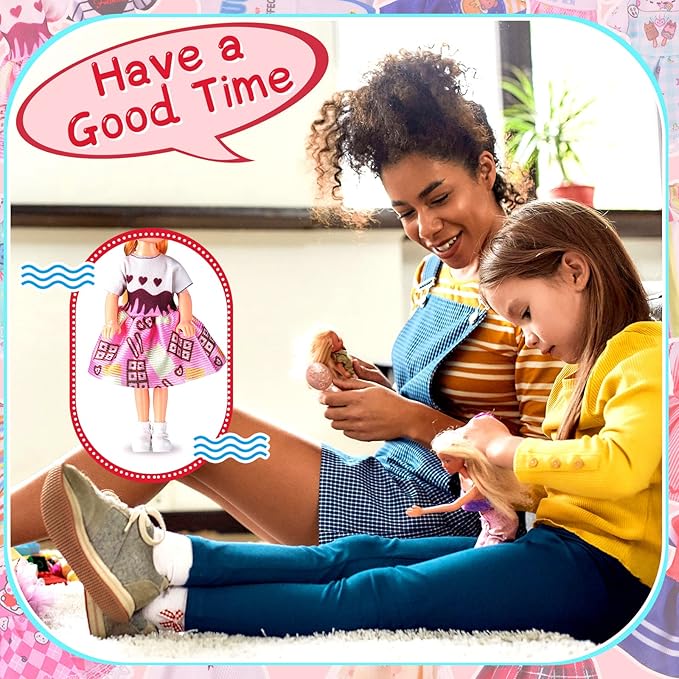 Hungdao 16 Pcs Girl Boy Doll Clothes Lovely Outfits Mini Doll Clothes 6 Inch Dolls Accessories for Kids Birthday Outfit (Cute Girls)