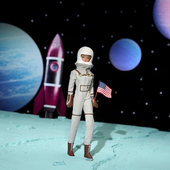 Barbie Mattel Miss Astronaut Doll Collectible with Silver Suit, Space Boots & Helmet Accessory, 1965 Vintage Repro