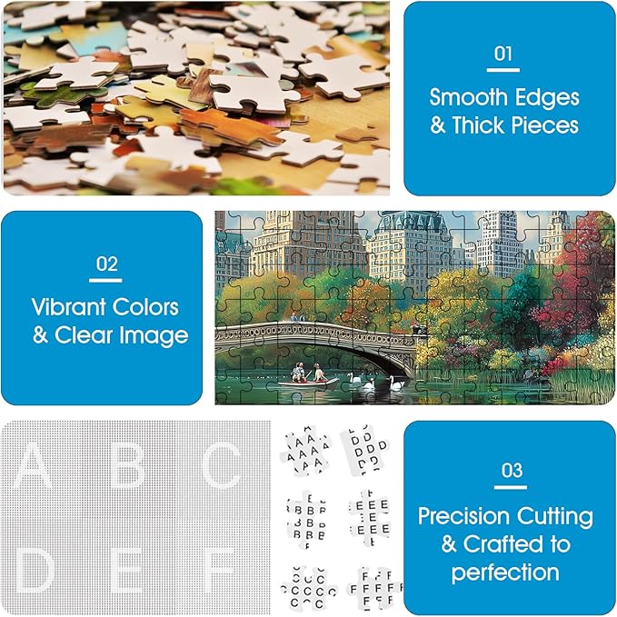 500 Piece Puzzle for Adults – Arch Bridge Park Jigsaw Puzzle 500 Pieces for Adults – Interlock Perfectly Letter on Back No Dust, Home Decor Birthday Party Gift Toy for Men Women Elders Seniors
