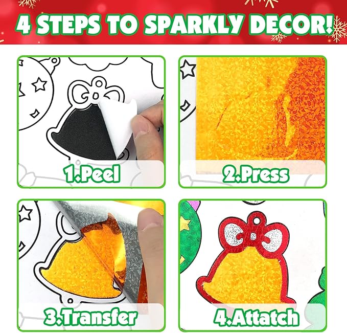 AJAZPER Foil Crafts for Kids, Christmas Crafts for Kids, Christmas Arts and Crafts Kits, Kid DIY Creative Activity for Kid Ages 4 5 6 7 8 9 10 Girls and Boys Toys Gifts Stocking Stuffers