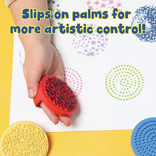 READY 2 LEARN Paint and Clay Palm Printers - Set of 4 - Arts and Crafts Rubber Stampers for Kids - DIY Patterns and Effects