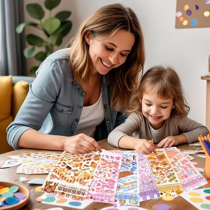 DIY 3D Sticker Scene, 6 Sets of Aesthetic Stickers for Girls Make Your Own Mini Shop Scenes Stickers for Kids Sticker Therapy for Adult Relief Stress, Holiday & Christmas Fun