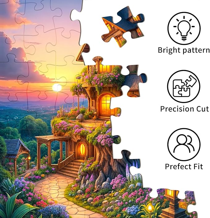Puzzles for Adults 1000 Pieces, Jigsaw Puzzle for Adults, Fun Challenging Puzzle, Fairytale Tree House Puzzles, Interlock Perfectly No Dust, Gifts for Friends Teacher Father's Day