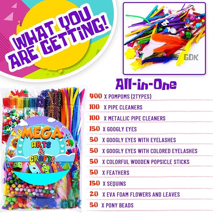 Goody King Arts and Crafts Supplies for Kids | All in One Craft Art Supplies Kit for Toddlers Kids